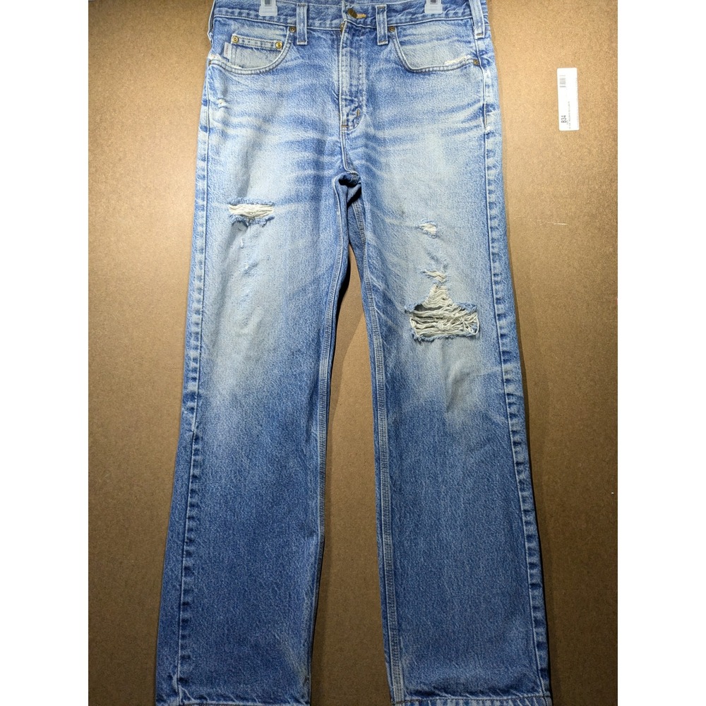 Carhartt Traditional Fit Distressed Light Wash Denim Jeans B480 DVB 34x32